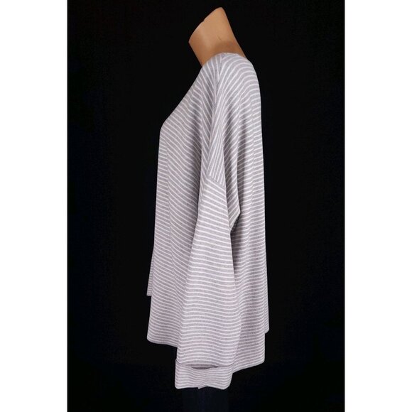 Eileen Fisher Woman Organic Cotton & Silk Striped Sweater Plus 2X Gray $198 - Picture 8 of 13